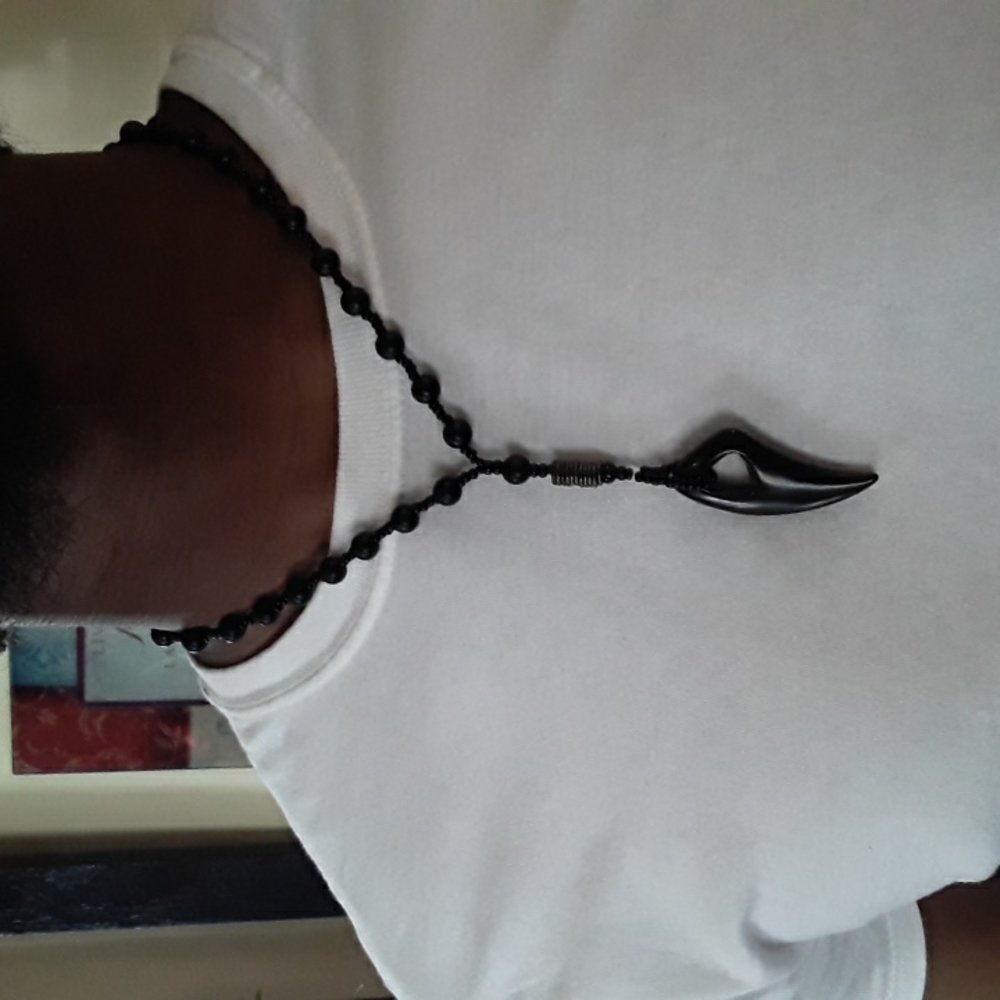 Men's Black Stainless Steel Wolf Tooth Necklace🐺